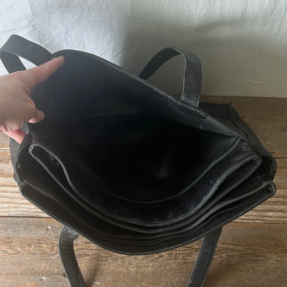 Tignanello Classic Black Leather Shoulder Bag